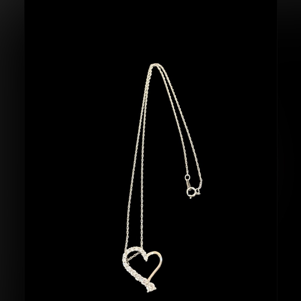 Vintage Sterling 925 heart pendant with crystals & Sterling 925 necklace